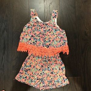 floral pink romper